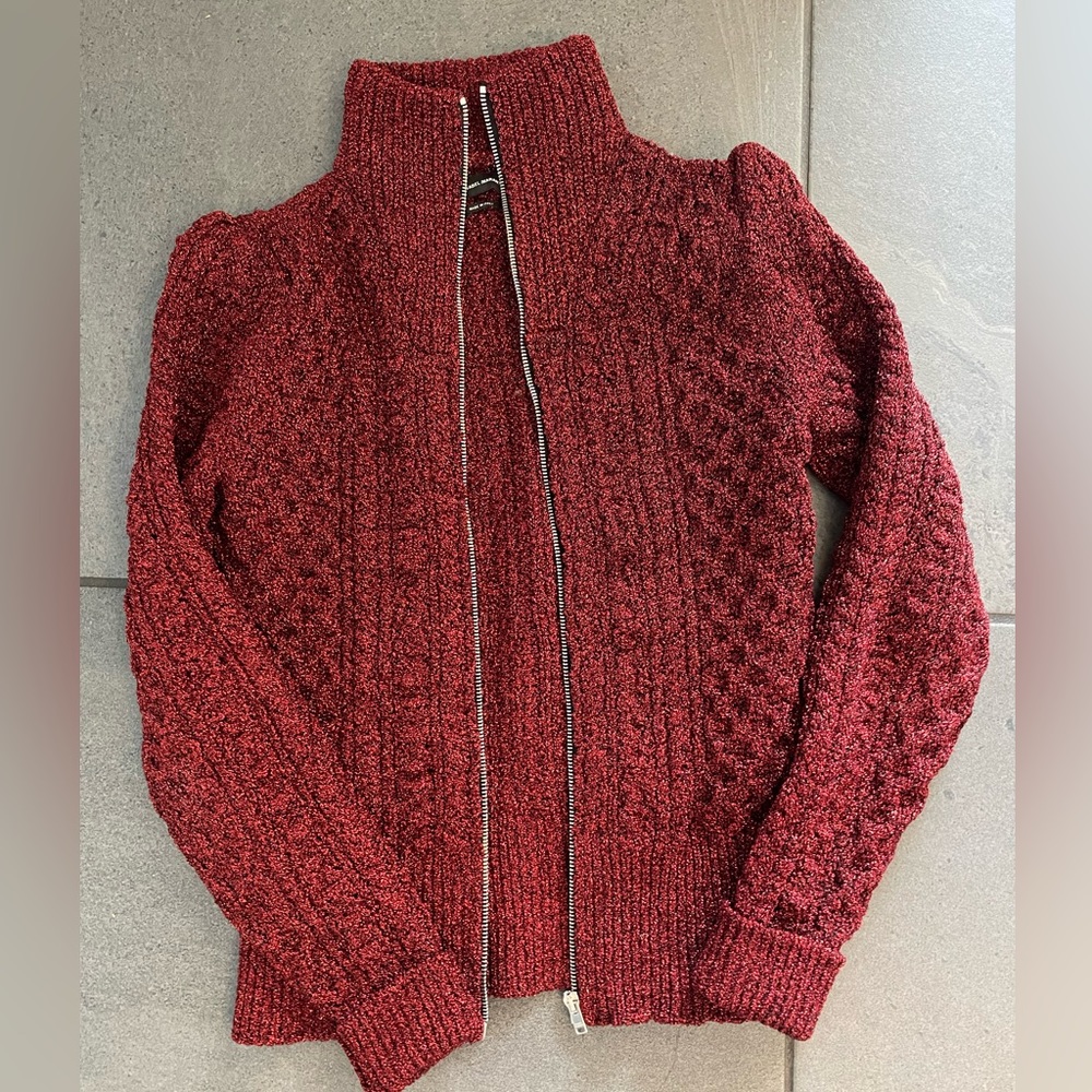Isabel Marant Red Lurex Zip Cardigan Size 42